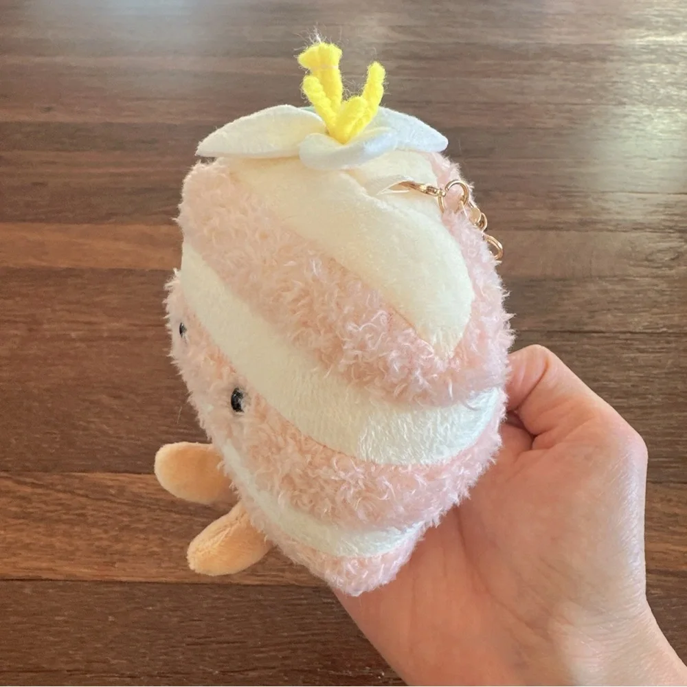 Pink Cake Slice Plush Keychain Kawaii Dessert Plush Bag Charm Cute Gift New